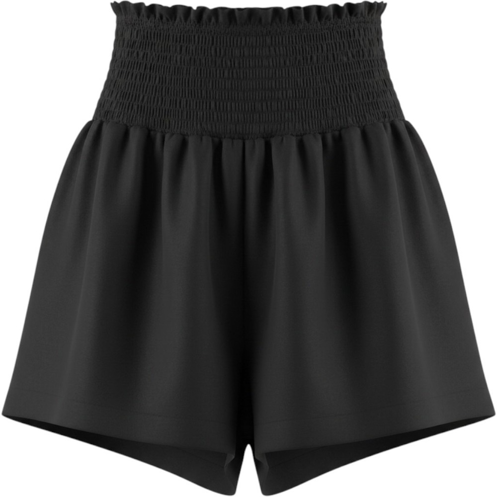 TCEC Black Smocked Waist Flowy Shorts Small High Rise Pull On Skort Style